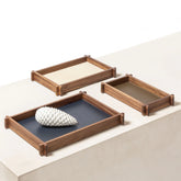 Structura Leather & Wood Long Rectangular Large Tray | 