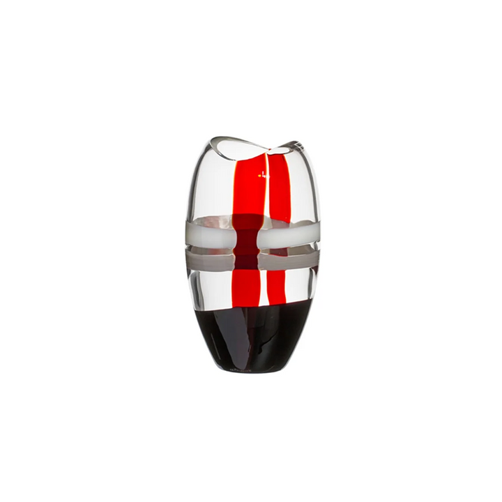 Ellisse Black Transparent White Red Vase