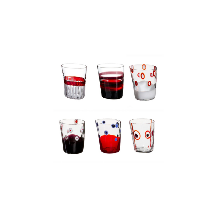 Bora Red Set of 6 Glasses